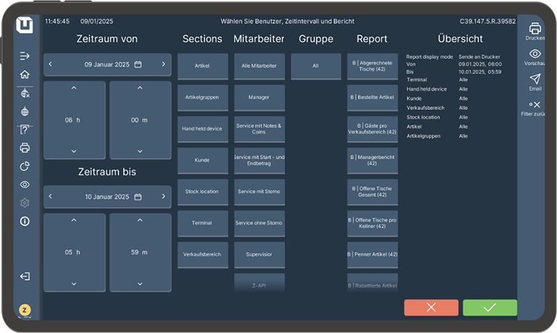 untill prime kassenfunktionen ansicht berichte